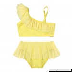 dPois Kids Girls' Ruffled One-Shoulder Swimsuit 2PCS Swimwear Tankini Bikini Sets Yellow B07CXJLJ81